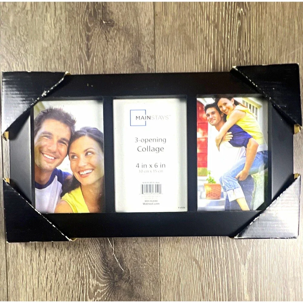 Mainstays Black 3-Opening Collage Picture Frame, Holds 3 4x6 Photos